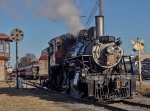 Strasburg Railroad 2-6-0 steam locomotive #89 runs around train after arriving at the depot in East Strasburg, PA